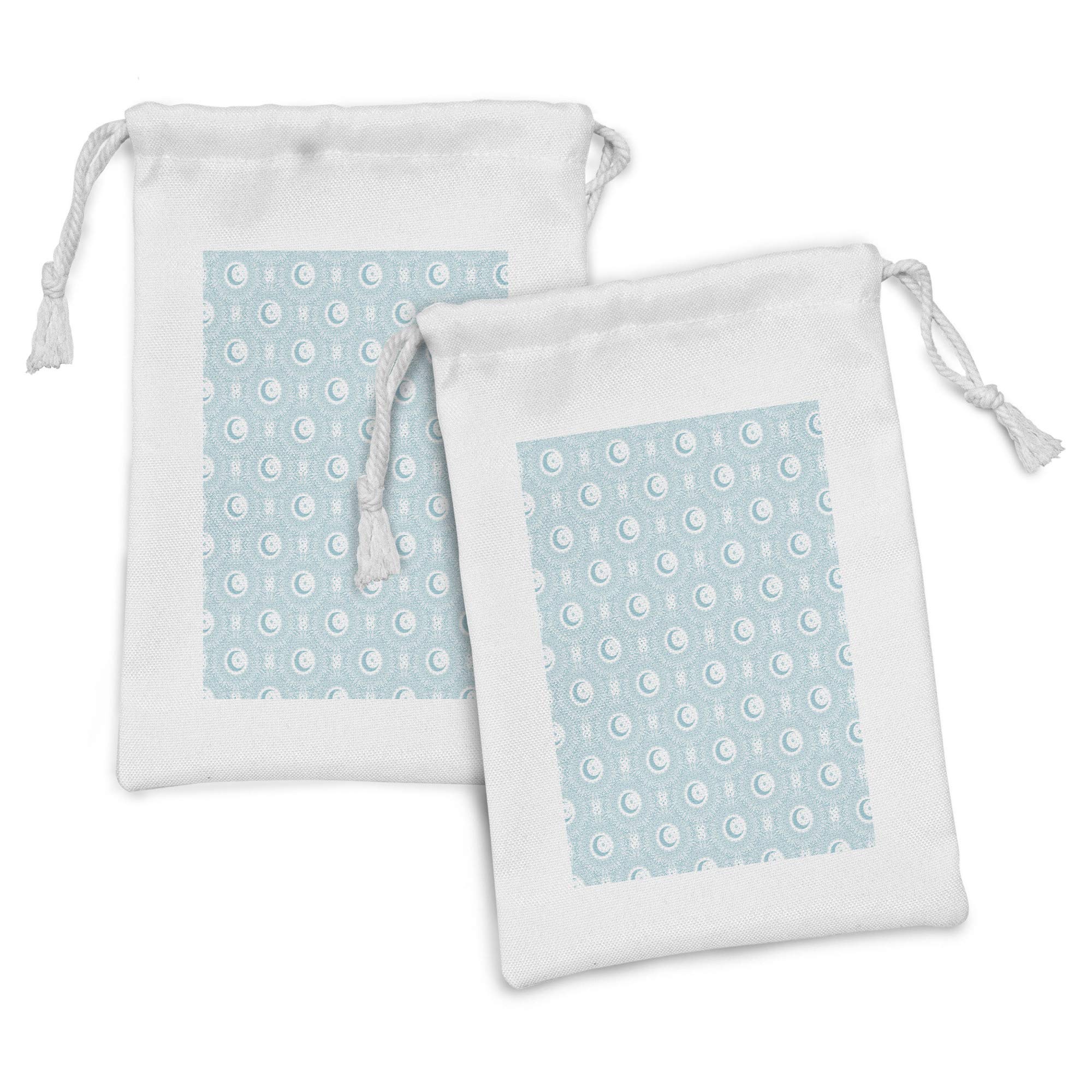 Ambesonne 2-Pack Bohemian Floral Crescent Moon Drawstring Pouch Set - 9