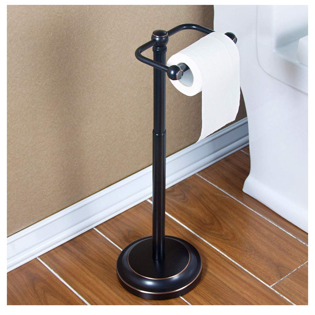Stainless Steel Free Standing Toilet Paper Holder - 304 Rustproof Floor Stand Bathroom Tissue Roll Dispenser for Home & Office (Black) - Perfect for Bathrooms, Restrooms, and Lavatories