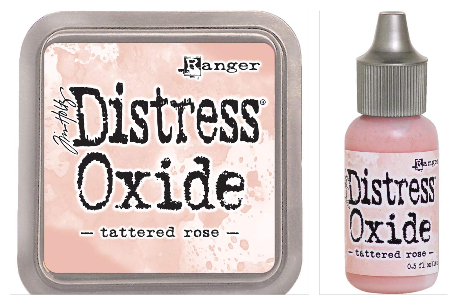 Tim Holtz Tattered Rose Distress Oxide Ink Pad & Reinker Set - Perfect for Vintage Card Making, Scrapbooking & Mixed Media Art Projects