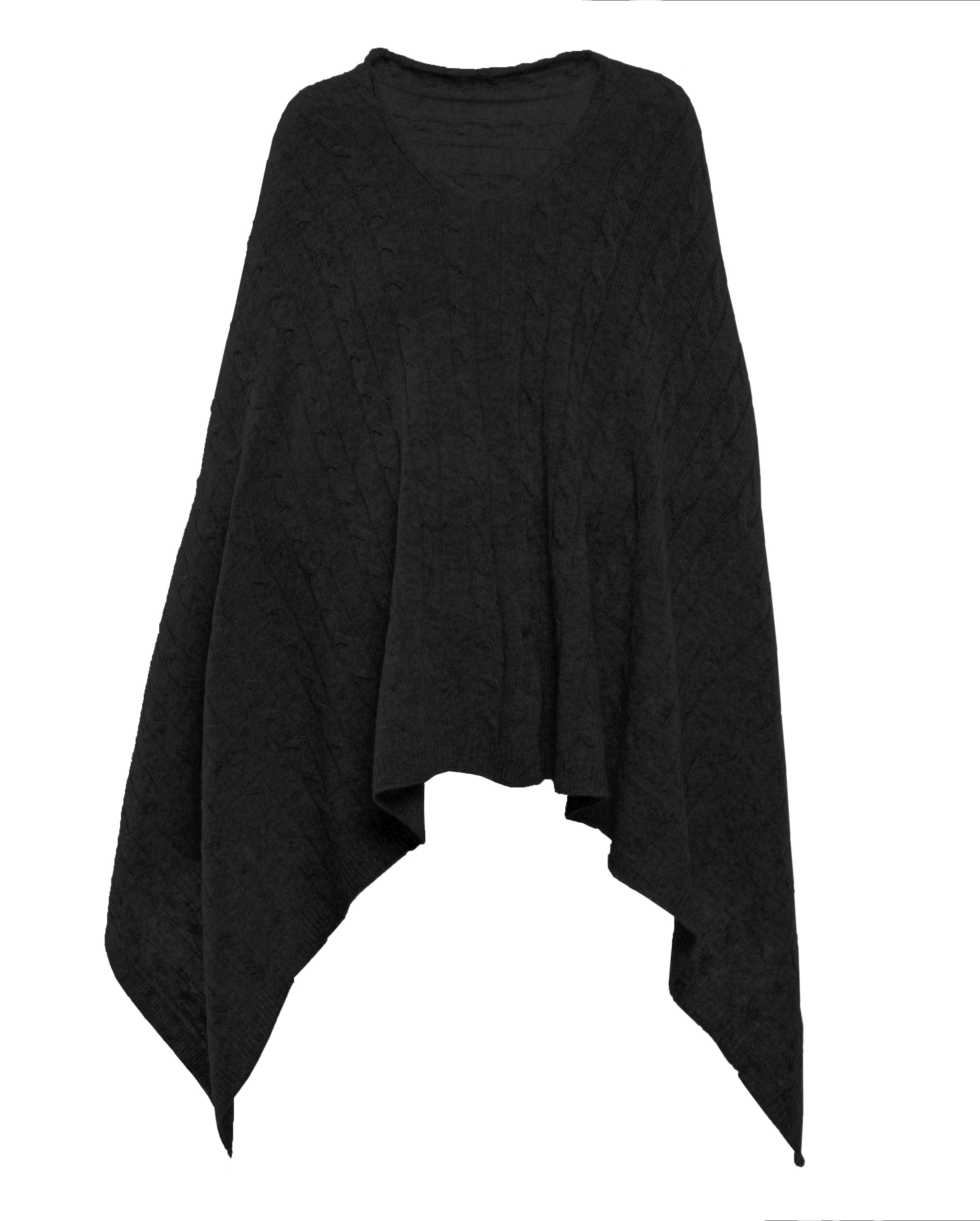 Women's Soft Pure Cashmere Cable Knit Poncho - Pastel Blue | Cozy Winter Wrap for Outdoors & Travel | Elegant Fashion Accessory
