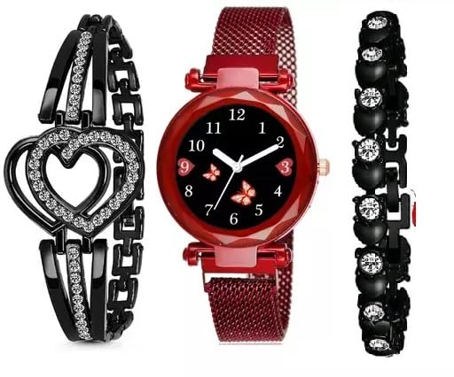 Magnetic Women's Watches (SR-658) AT-6581 - Pack of 3 Elegant Bracelet Watches for Ladies - Perfect for Office, Party & Everyday Wear