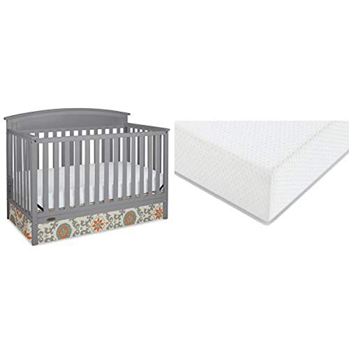 Graco Benton Convertible Crib with Premium Foam Mattress - Gray Nursery Furniture for Baby & Toddler | Safe Sleep Solution for Newborn to Big Kid Transition | Perfect for Modern Nursery & Daycare Use