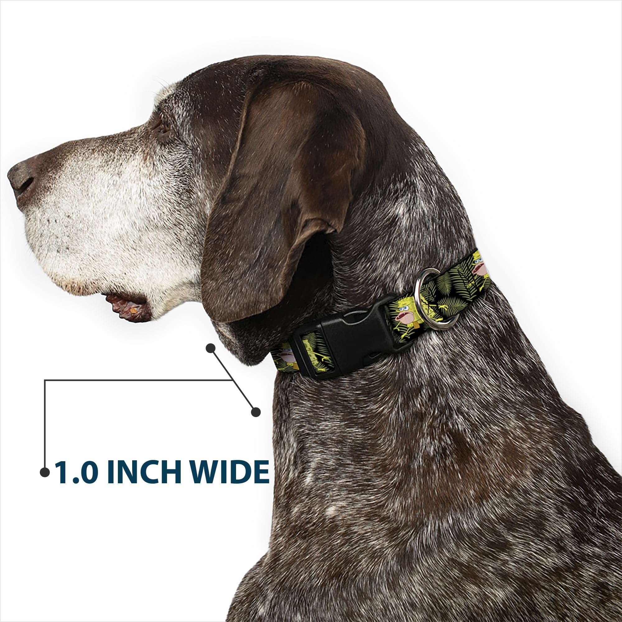 Durable Plastic Clip Dog Collar with Sponge & Leaf Design - Adjustable 15 to 26 Inches, 1.0 Inch Wide - Perfect for Outdoor Adventures & Daily Walks
