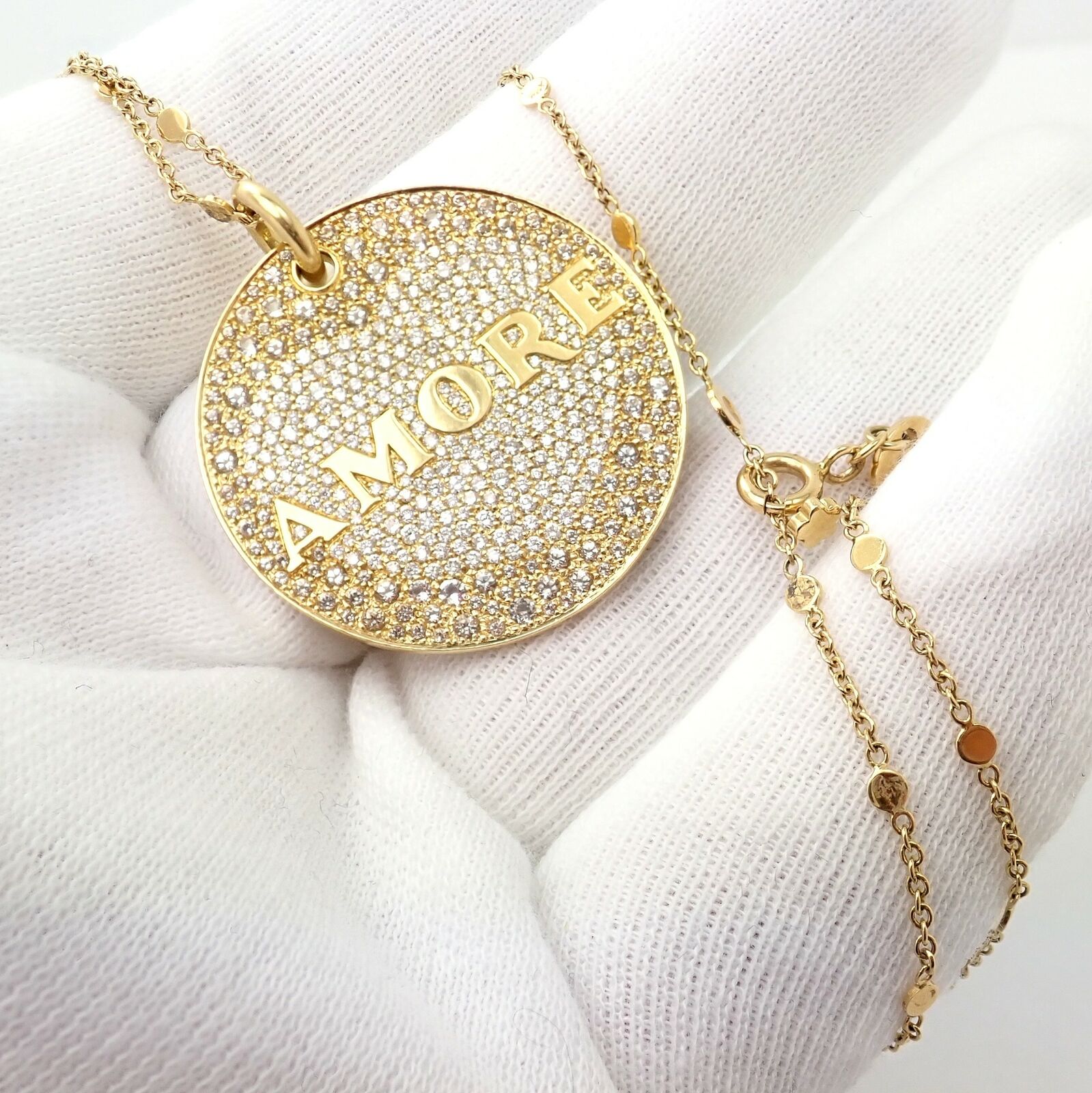 Pasquale Bruni 18k Yellow Gold Large Diamond & Sapphire Amore Pendant Necklace | Luxury Jewelry for Women | Perfect for Anniversaries, Weddings & Special Occasions