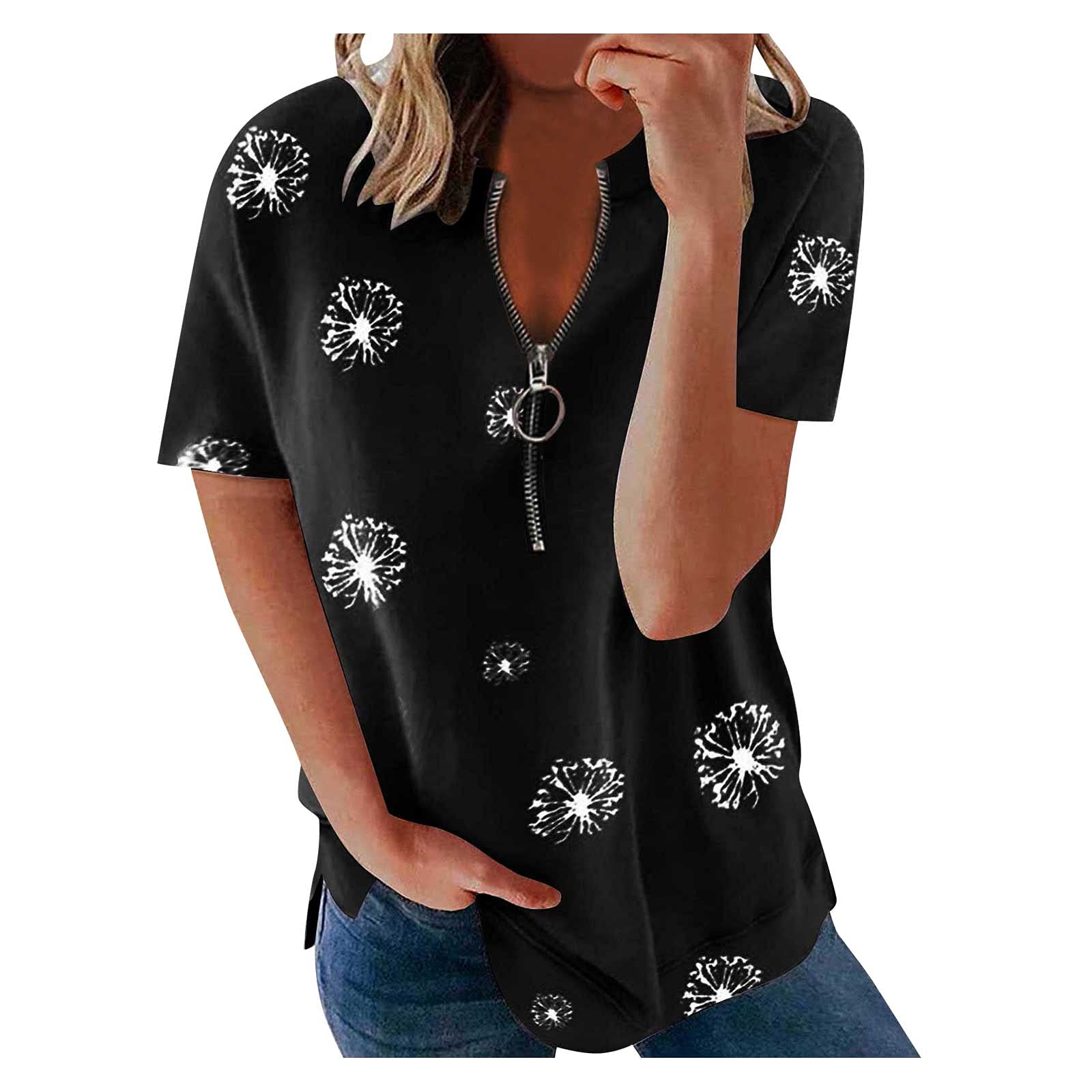 Women's Casual Short Sleeve Henley T-Shirt with Buttons - Comfortable Pullover Blouse & Tunic Tee for Everyday Wear | Perfect for Work, Weekend Outings & Relaxing at Home