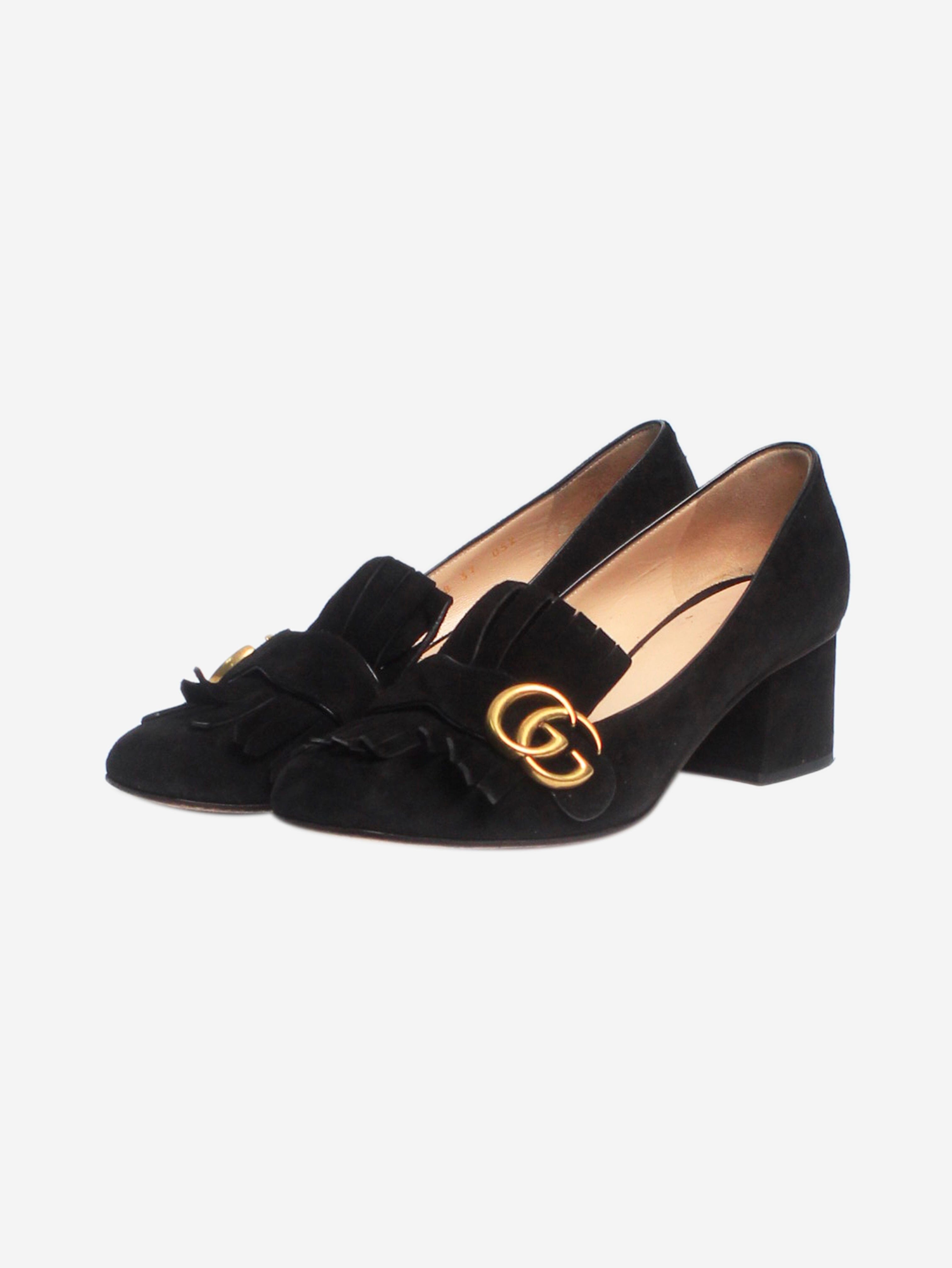 Black Suede Marmont Heels for Women - Size EU 37 (UK 4) - Elegant Pointed Toe Pumps for Party, Wedding & Office Wear