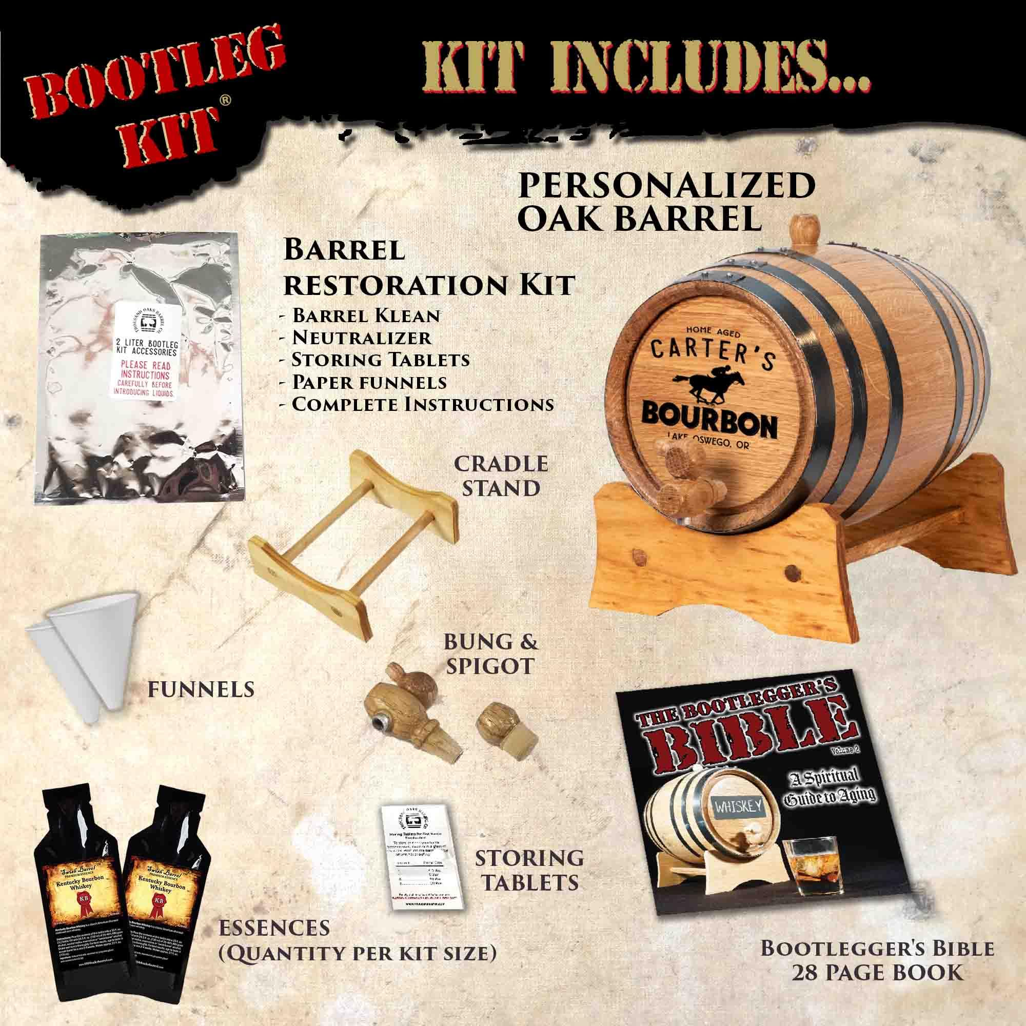 Thousand Oaks Barrel Co. 3L Personalized Kentucky Bourbon Whiskey Aging Kit - Small Oak Barrel for Home Distilling & Spirit Maturation - Perfect Bourbon Gift Set for Men (B821) - Ideal for Home Brewing, DIY Whiskey Making & Unique Gifts