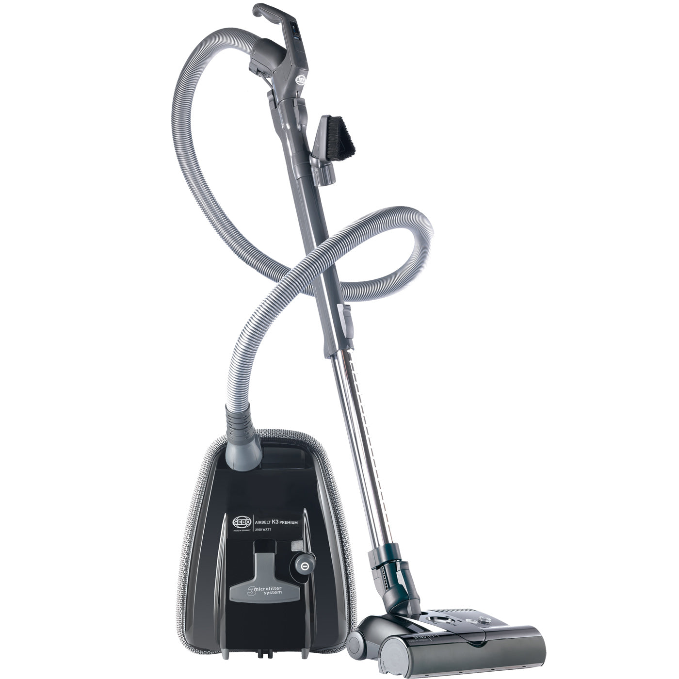 SEBO K3 Onyx Premium Canister Vacuum Cleaner - Powerful Suction, HEPA Filtration, Quiet Operation for Hardwood Floors, Carpets & Pet Hair - Ideal for Home Cleaning & Allergy Relief