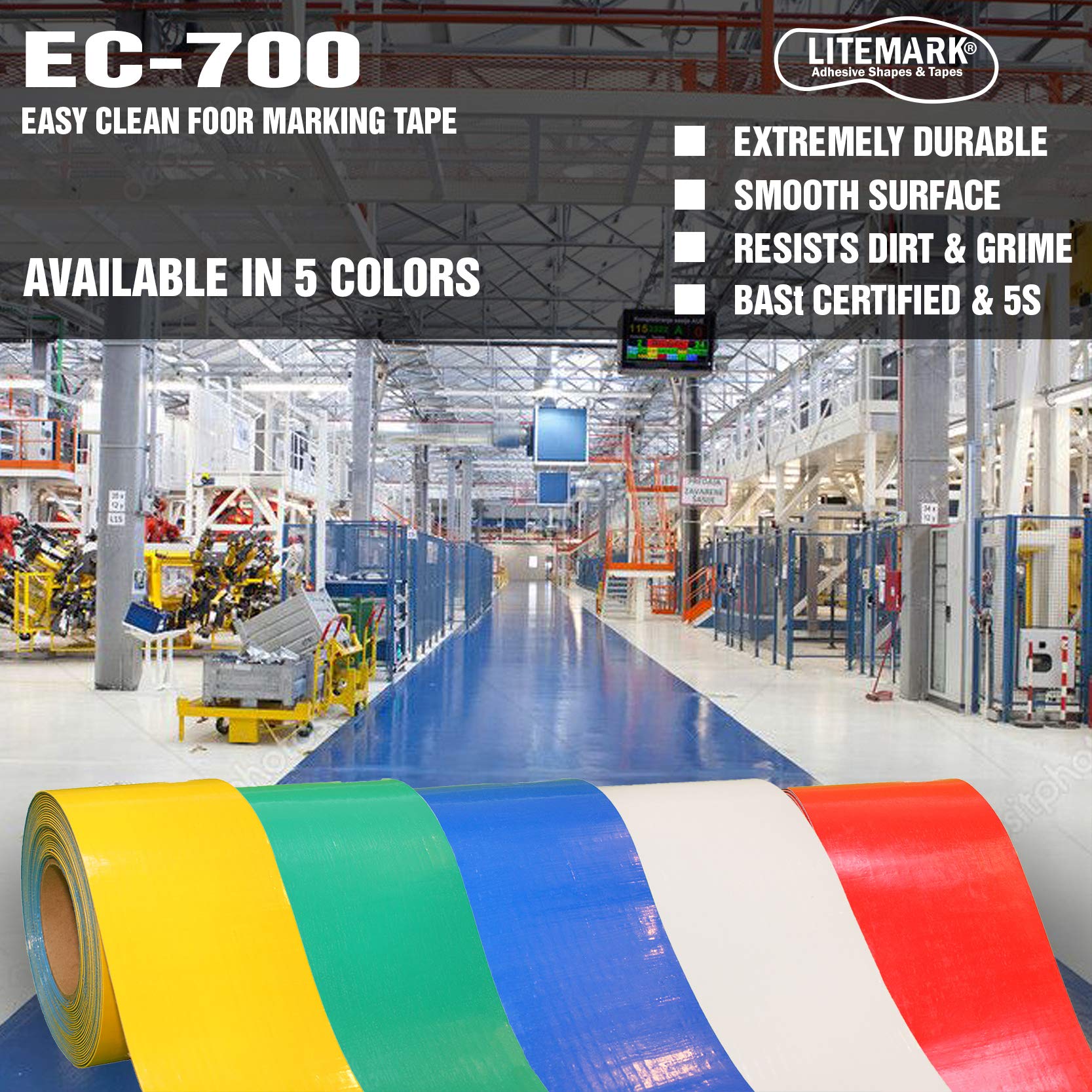LiteMark EC-700 Heavy Duty Smooth Floor Marking Tape - 2