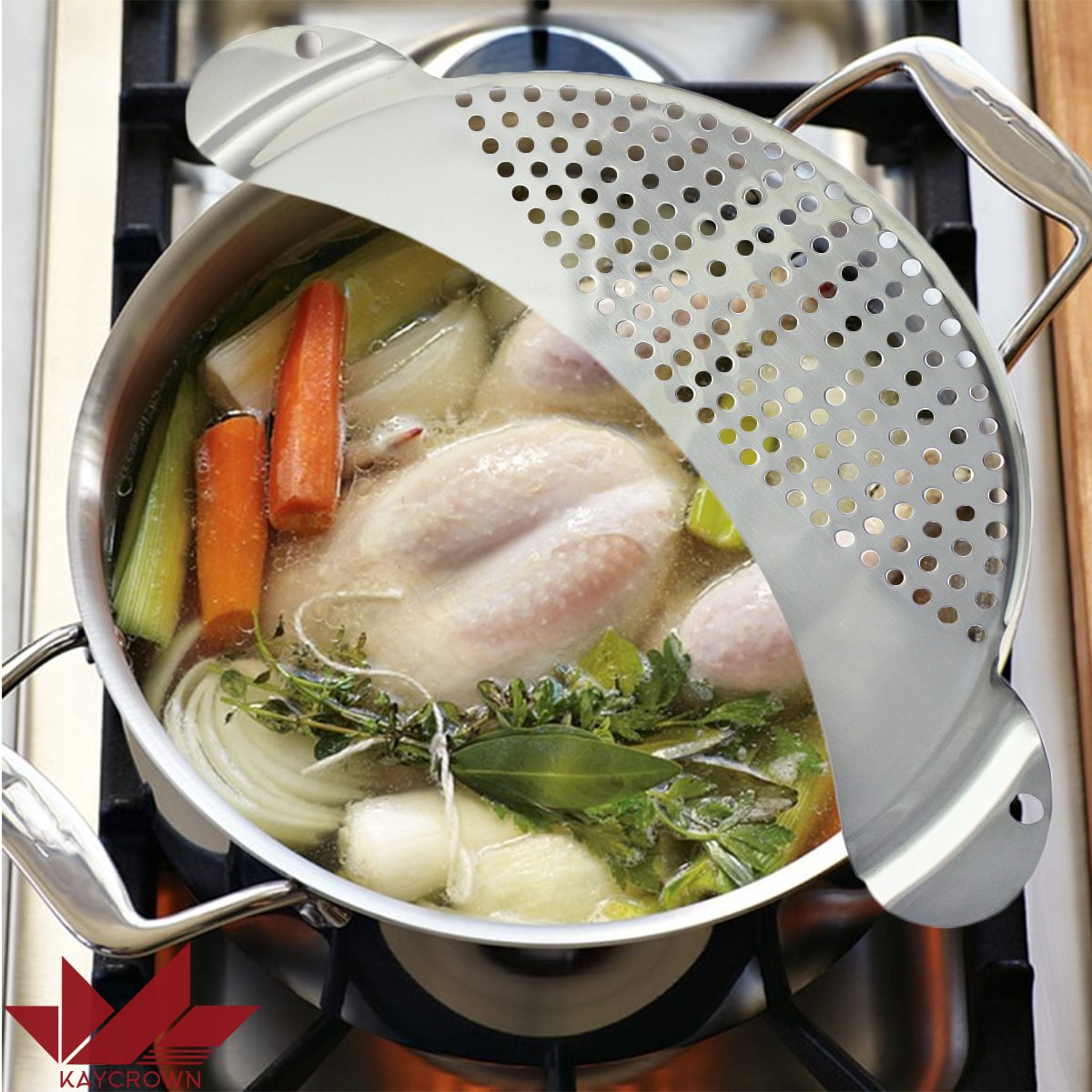 Premium Stainless Steel Pasta Strainer & Colander - 10 Inch Universal Fit for Pots, Perfect for Draining Spaghetti, Vegetables & More - Ideal for Home Kitchens & Professional Cooking