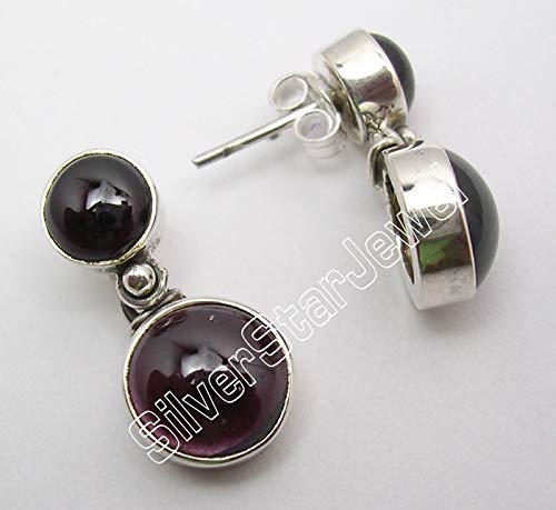 925 Sterling Silver Garnet January Birthstone Stud Earrings 0.9