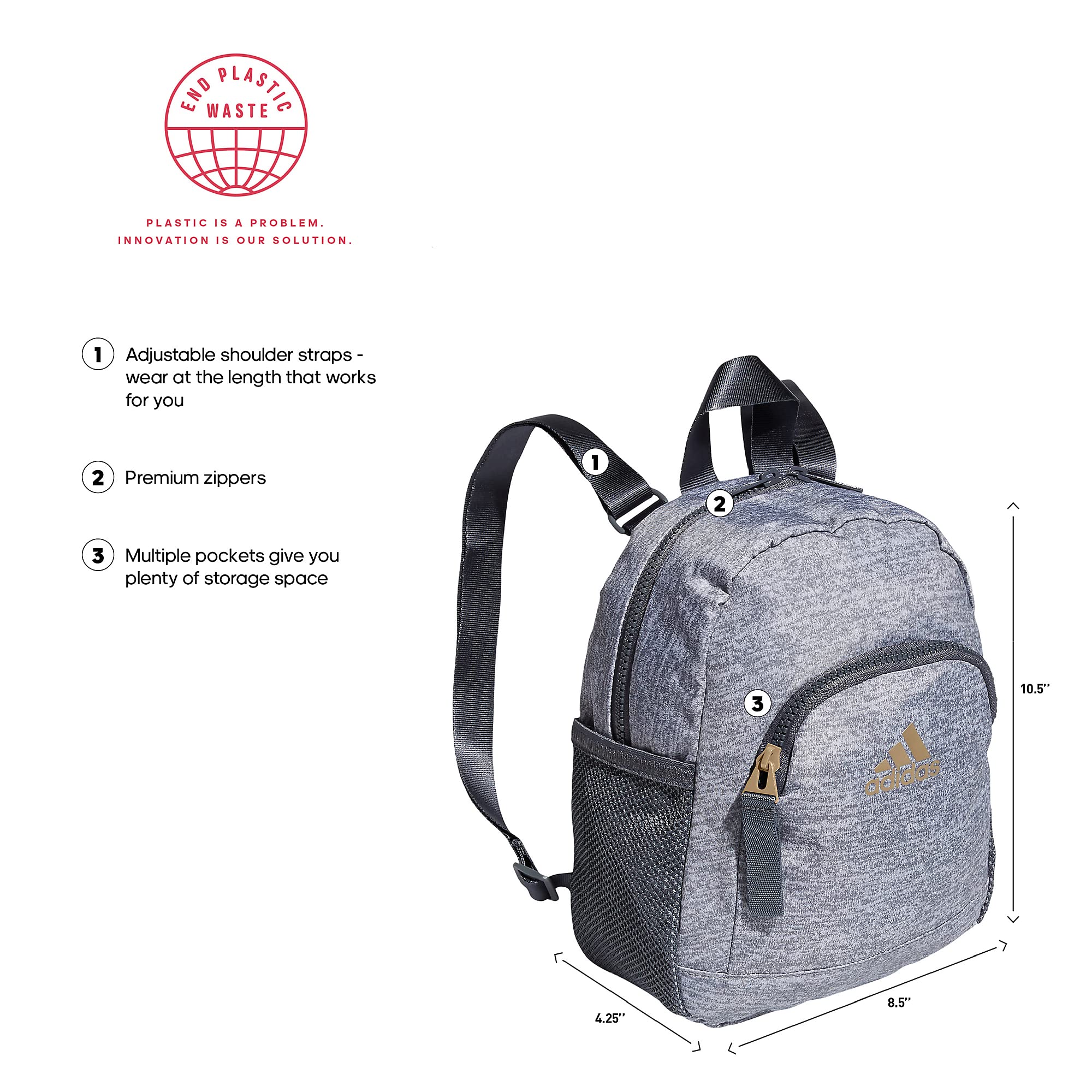 Adidas Unisex Linear Mini Backpack - Small Travel Bag for School, Gym & Hiking (10.5