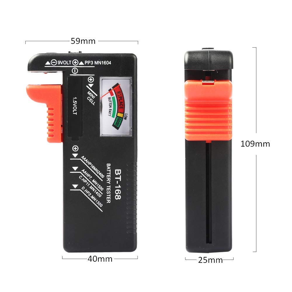 Kian BT-168 Digital Battery Tester - AA AAA 1.5V Battery Checker & Power Measuring Instrument for Household & Office Use - Perfect for Toys, Flashlights, Remote Controls and Electronic Devices