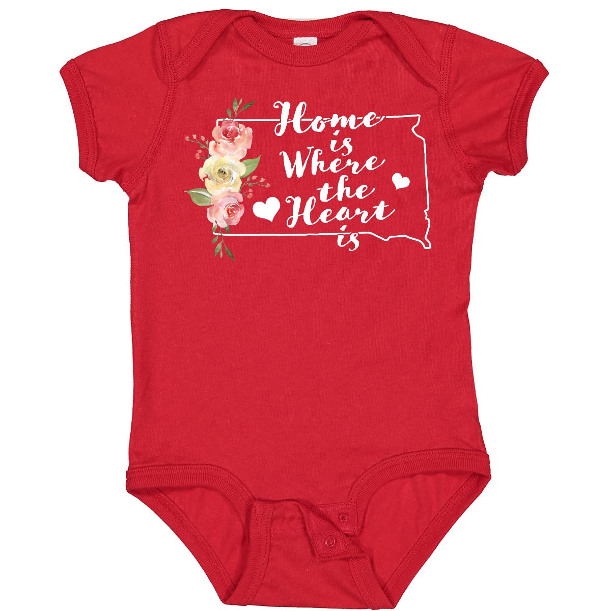 Inktastic South Dakota Home is Where The Heart is Watercolor Baby Bodysuit - Soft Cotton Infant Onesie for Newborns, Baby Showers & Family Photos