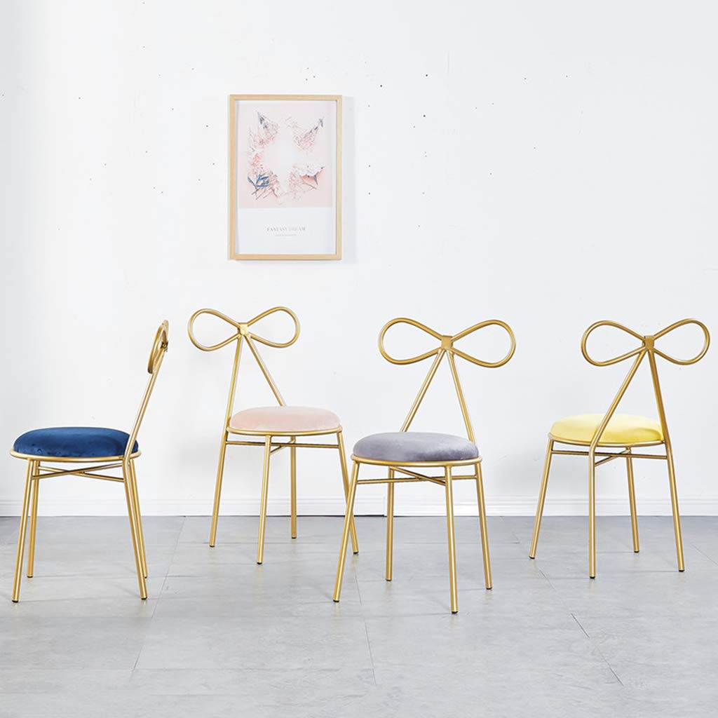 JHSLXD Creative Bow Tie Armchair - Gold Iron Art Lounge Chair with Fluff Fabric, Blue | Multifunctional Makeup Vanity Chair, Bedroom Dressing Table Seat & Decorative Accent Chair for Home Decor | Perfect for Bedrooms, Living Rooms, and Boudoir Styling
