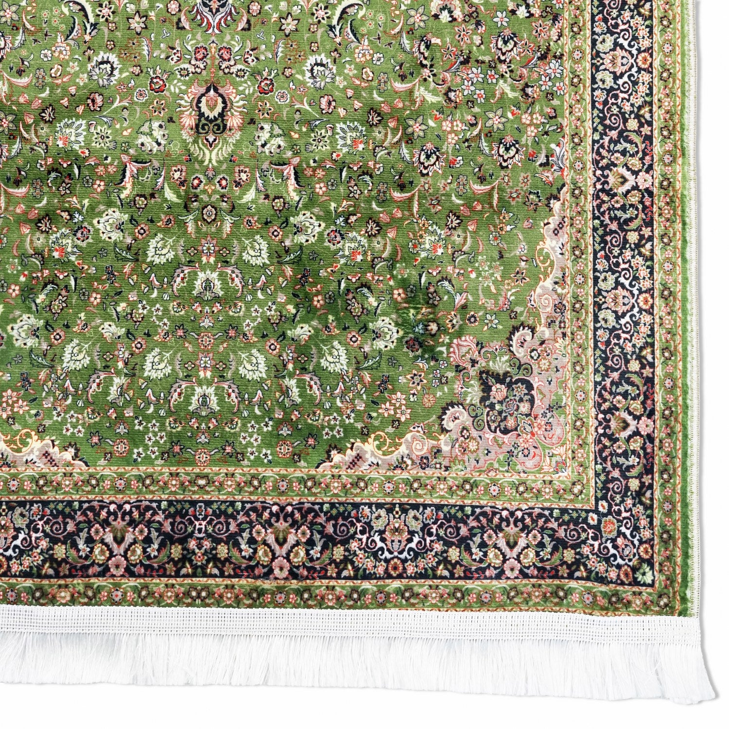 Premium Muslim Prayer Rug - Green & Black Ornate Islamic Prayer Mat for Home, Mosque & Travel - Non-Slip & Lightweight Design for Daily Salah