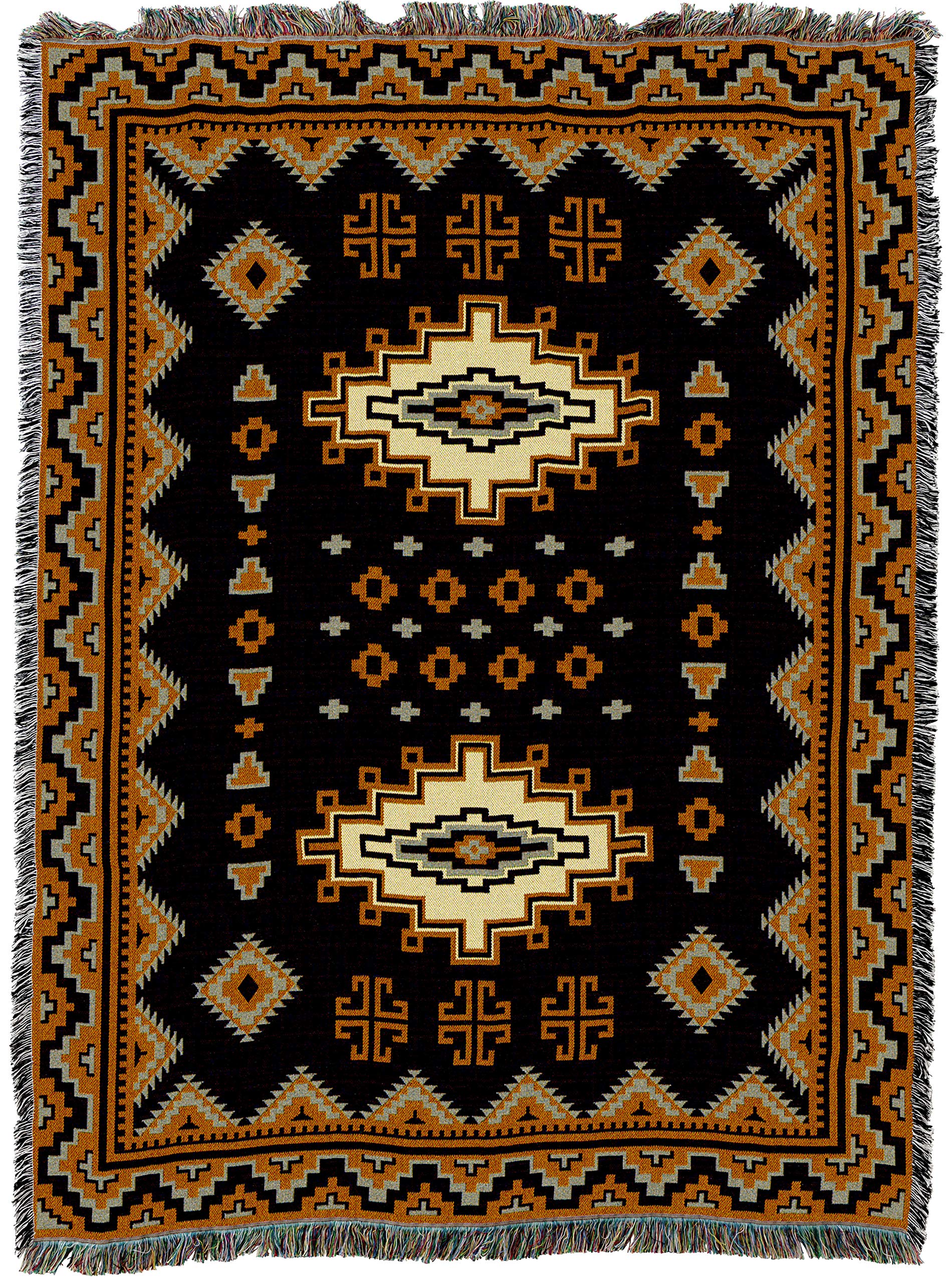 Pure Country Weavers Chama Blanket - Southwest Native American Inspired Cotton Woven Throw (72x54) - Handmade in USA - Perfect for Sofa, Bed & Home Decor