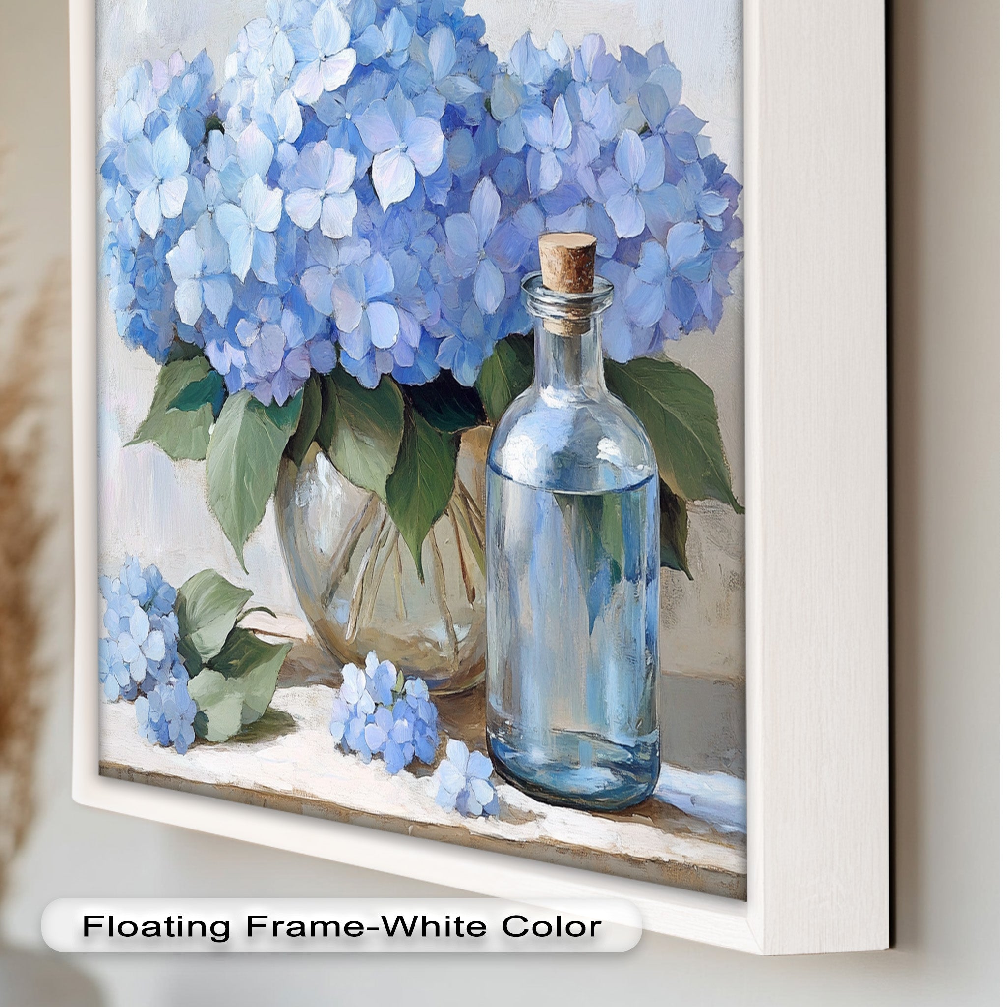 Blue Floral Still Life Oil Painting - Modern Wall Art for Living Room, Bedroom & Office Decor