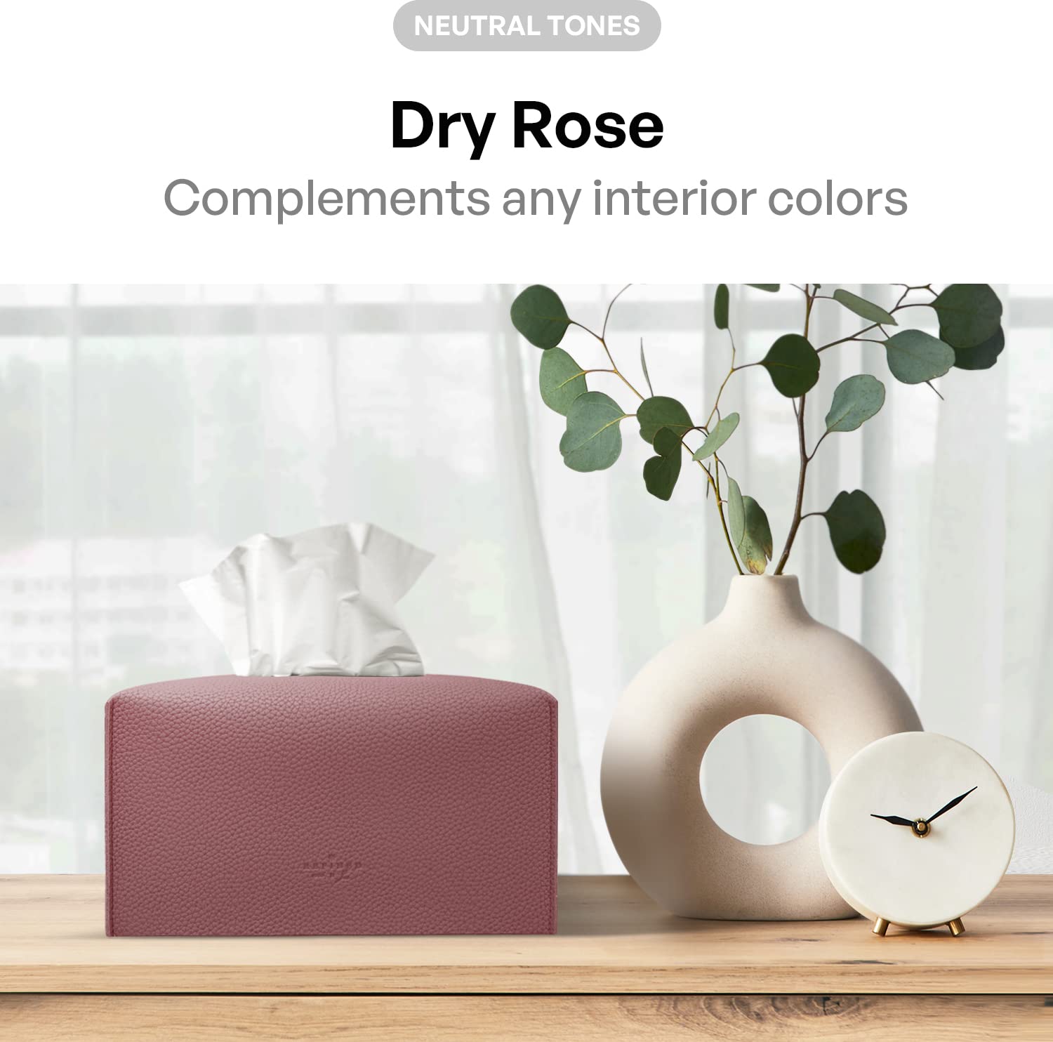 Carrotez PU Leather Tissue Box Cover - Modern Rectangular Tissue Holder for Bathroom, Office Desk & Nightstand (9.5