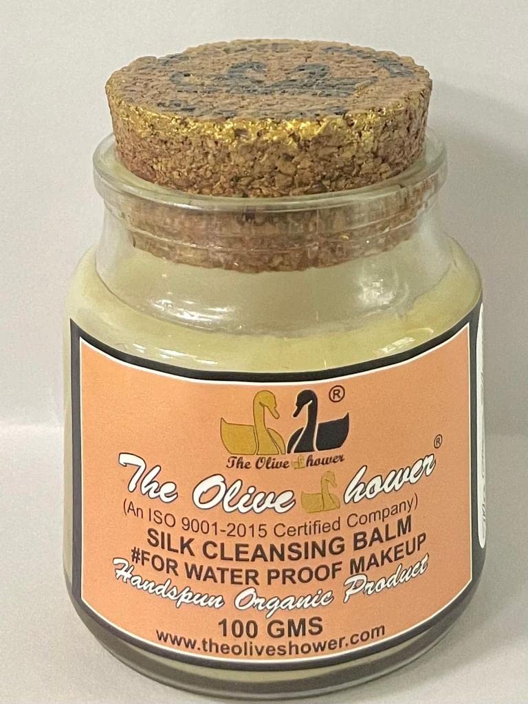 Olive Shower Silk Cleansing Balm - 100g Waterproof Makeup Remover for Gentle Face & Eye Cleansing | Perfect for Travel, Daily Skincare & Sensitive Skin