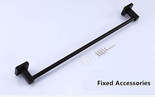 Stainless Steel Wall Mounted Single Towel Bar Rack - 23.5 Inch Bathroom Towel Hanger with Matte Black Finish | Perfect for Modern Bathrooms, Guest Rooms & Spa Decor