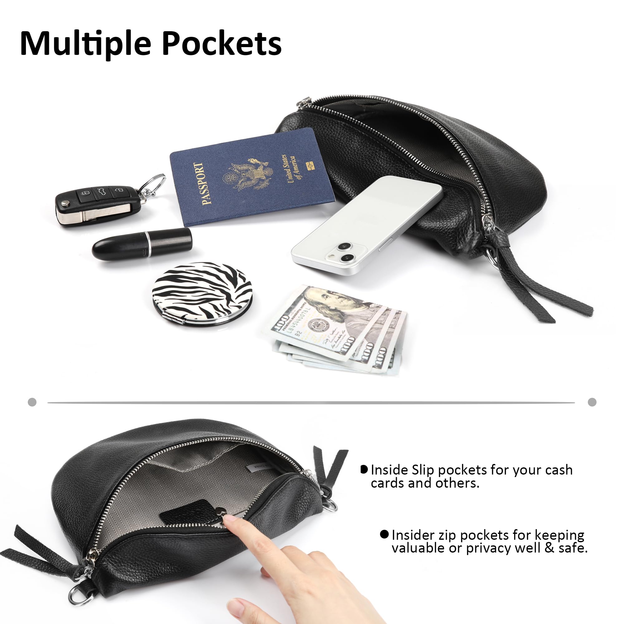 Befen Genuine Leather Small Sling Bag for Women - Crossbody Fanny Pack Purse, Perfect Gift for Teen Girls & Travel Accessories (Ideal for Shopping, Concerts & Outdoor Adventures)