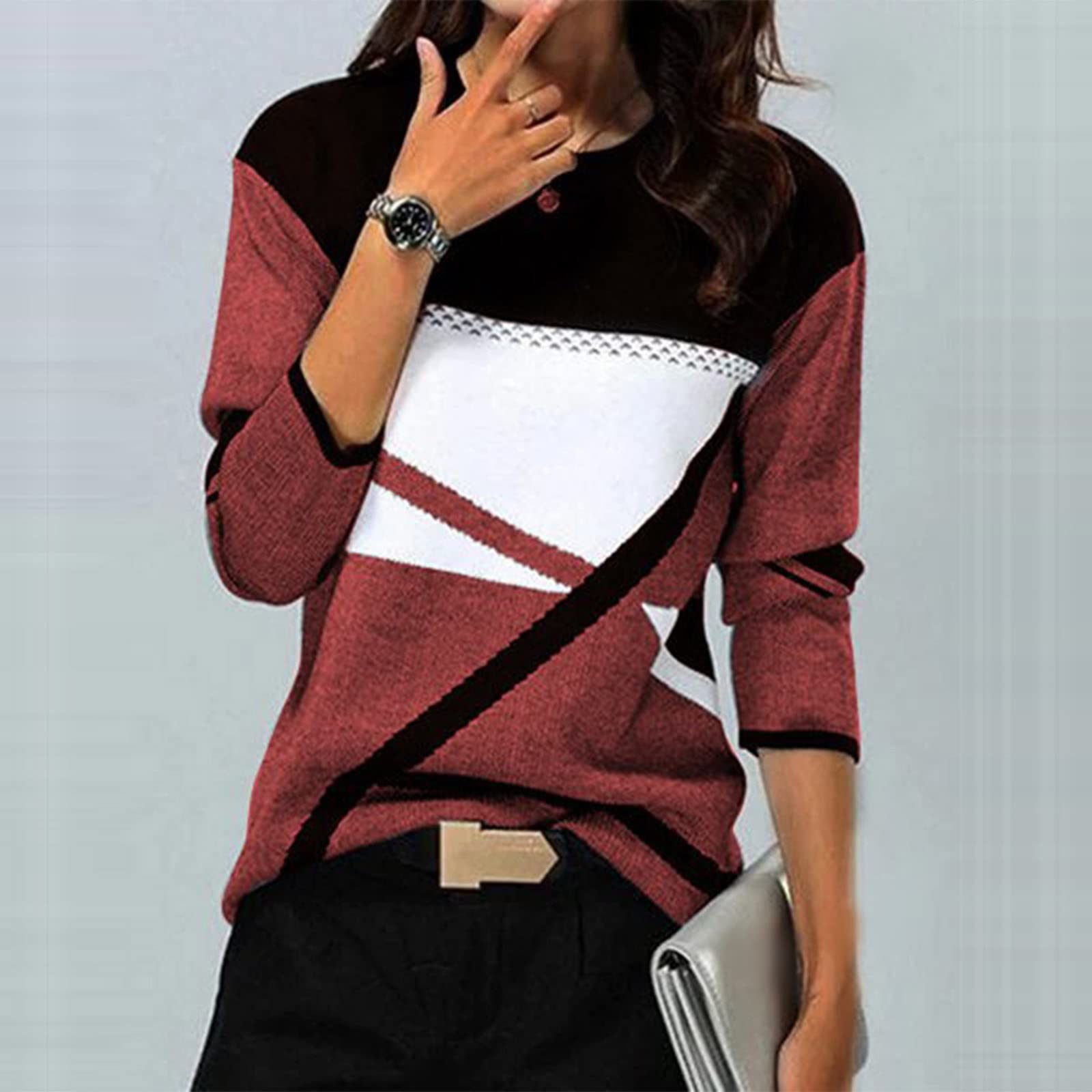 Kinrui Women's Long Sleeve Casual Tunic Tops - Loose Fit Blouse Shirts for Fall Fashion, Work & Everyday Wear | Comfortable Office & Weekend Outfit