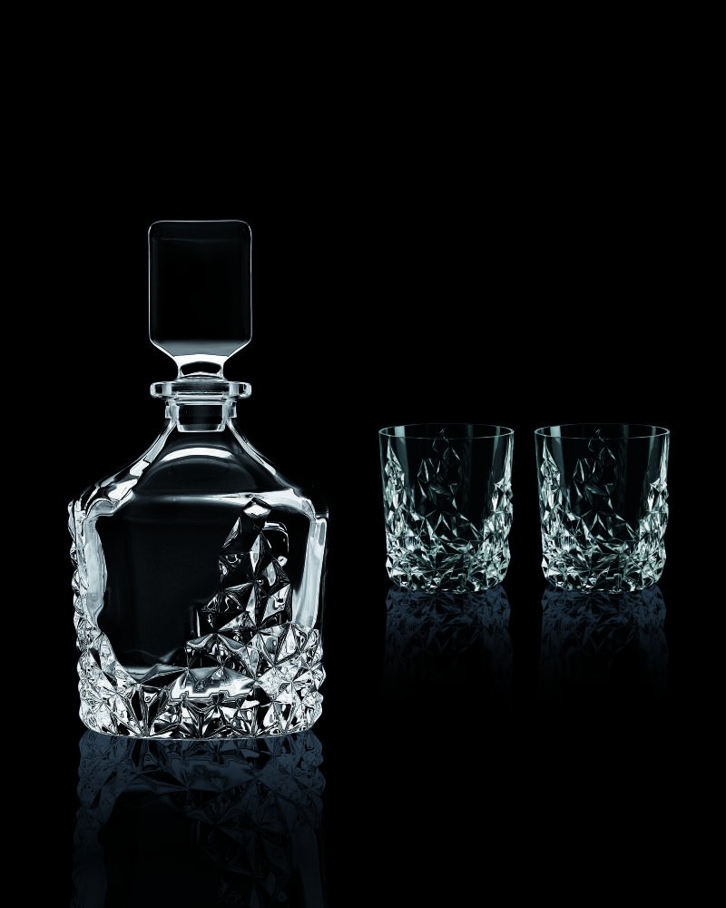 Nachtmann Sculpture Decanter and 2 Whiskey Glasses Set - Premium Crystal Clear Glassware for Scotch, Bourbon & Wine - Elegant Home Bar & Gift Set for Entertaining
