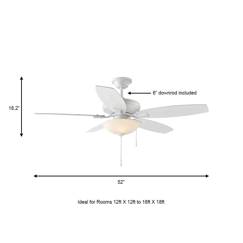 52 Inch LED Outdoor Ceiling Fan with Light - Matte White Finish - Weatherproof for Patio, Deck, and Covered Porch Use