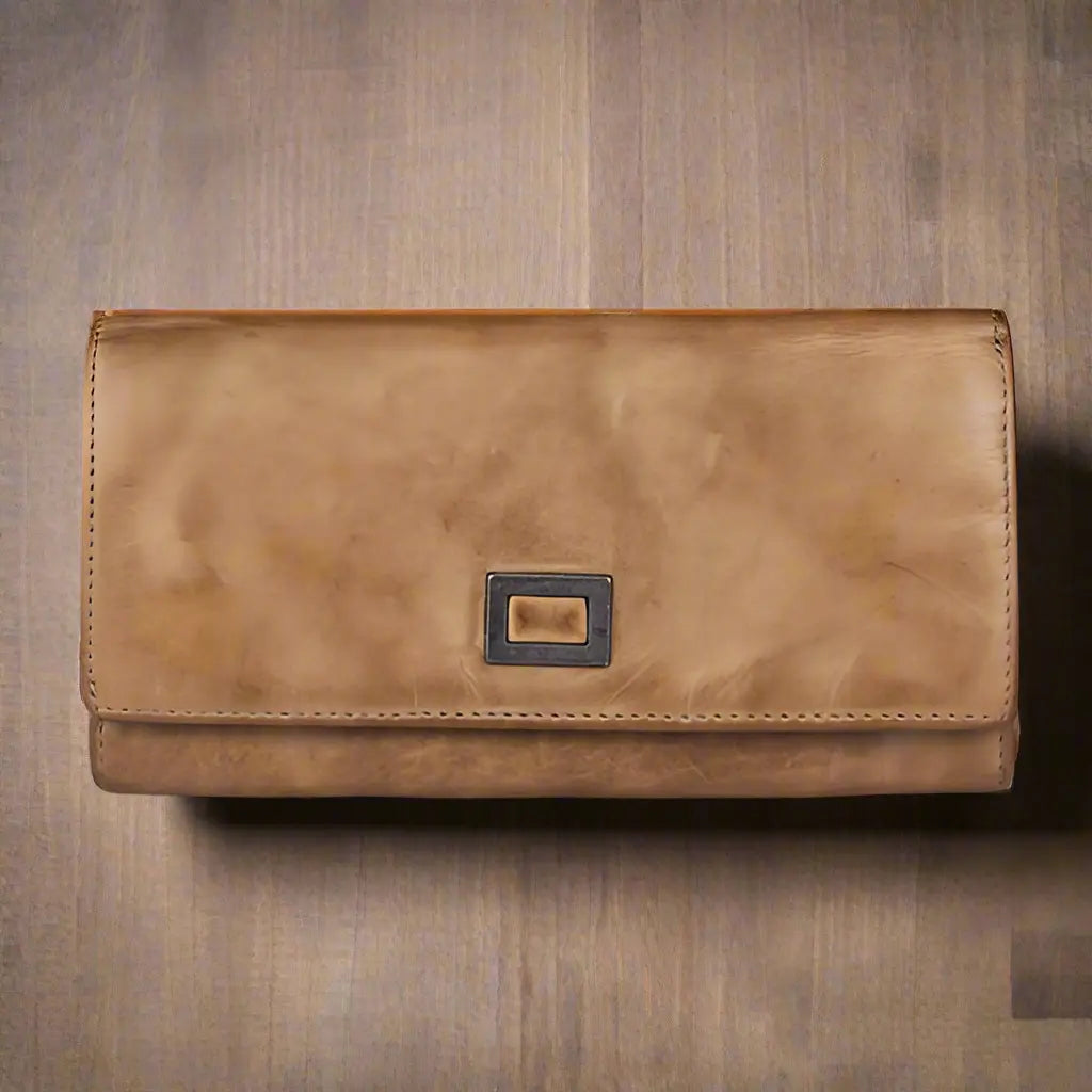 BOL Women's Square Tab Leather Wallet - Slim RFID Blocking Credit Card Holder for Everyday Use, Travel & Gift Giving