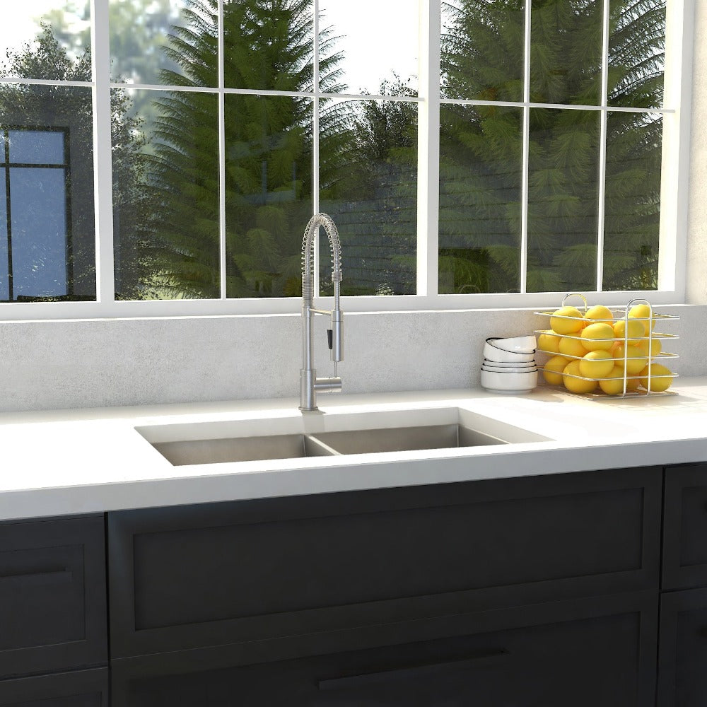 ZLINE Anton 33-Inch Undermount Double Bowl Stainless Steel Kitchen Sink with Bottom Grid (SR50D 33) - Perfect for Modern Kitchens, Dishwashing & Food Prep