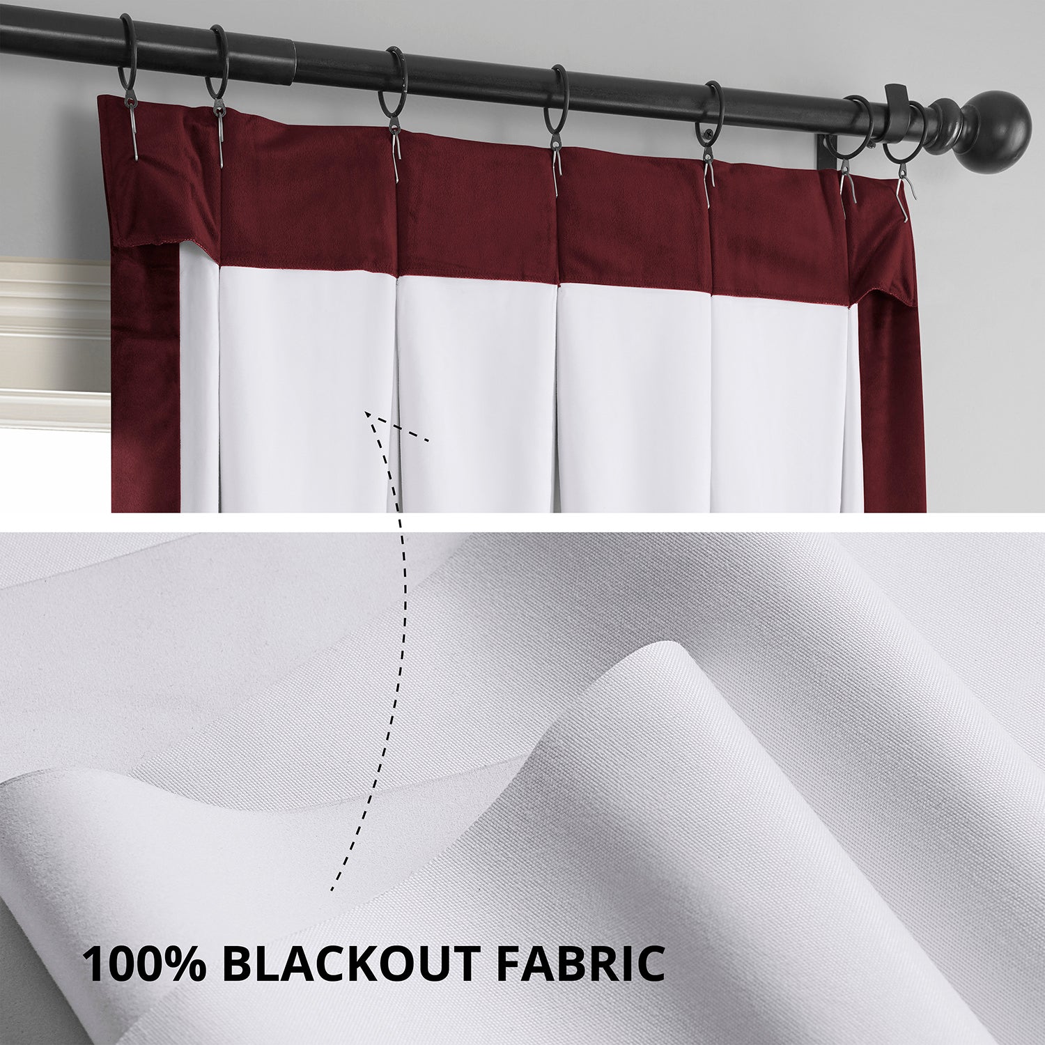 Burgundy French Pleat Signature Velvet Blackout Curtains - Thermal Insulated Room Darkening Drapes for Bedroom, Living Room & Home Theater