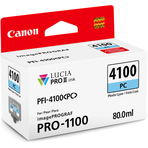 Canon PFI 4100 Photo Cyan Pigment Ink Tank (80mL) - High-Quality Ink for Canon Printers - Perfect for Photo Printing & Professional Documents