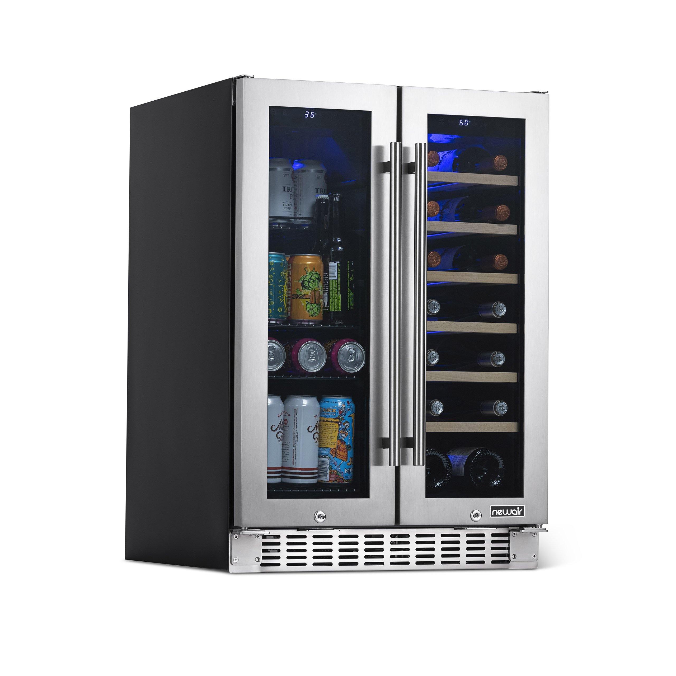 Newair® 58 Can 18 Bottle Dual Zone Built-In Beverage Cooler Refrigerator - Perfect for Wine, Beer & Soda Storage in Home Bars, Offices & Man Caves