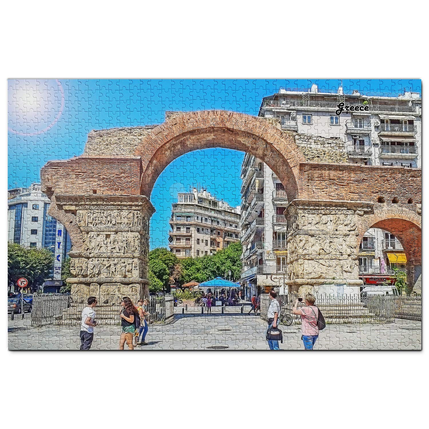 1000 Piece Greece Jigsaw Puzzle - Arch of Galerius Thessaloniki Wooden Travel Souvenir | Perfect for Home Decor, Educational Gift & Family Game Night
