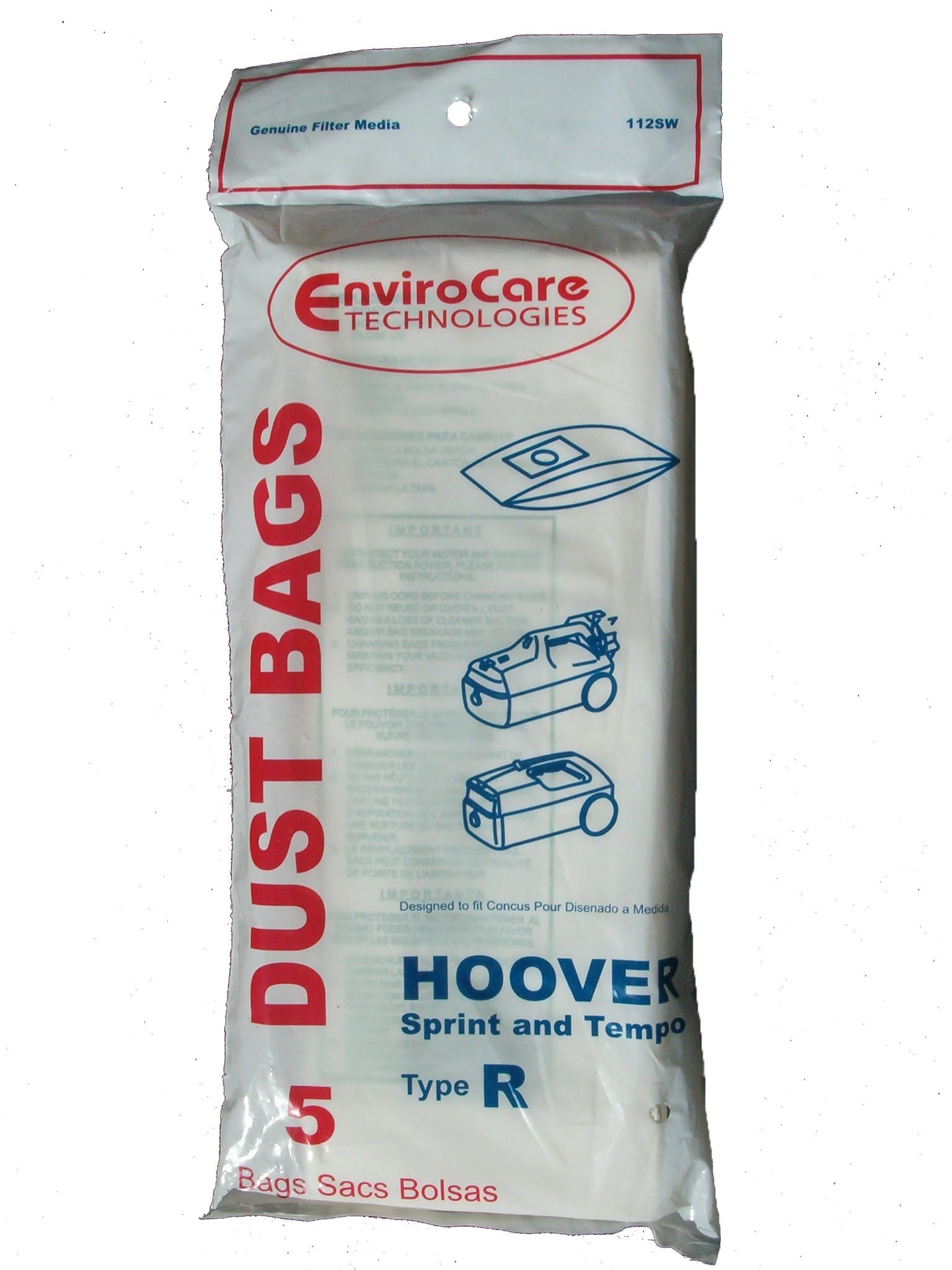 EnviroCare 10-Pack Replacement Vacuum Bags for Hoover Type R Sprint, Tempo, Hornet, PortalPower II & PTP II - HEPA Filter Compatible | Ideal for Home Cleaning, Pet Hair & Allergen Removal