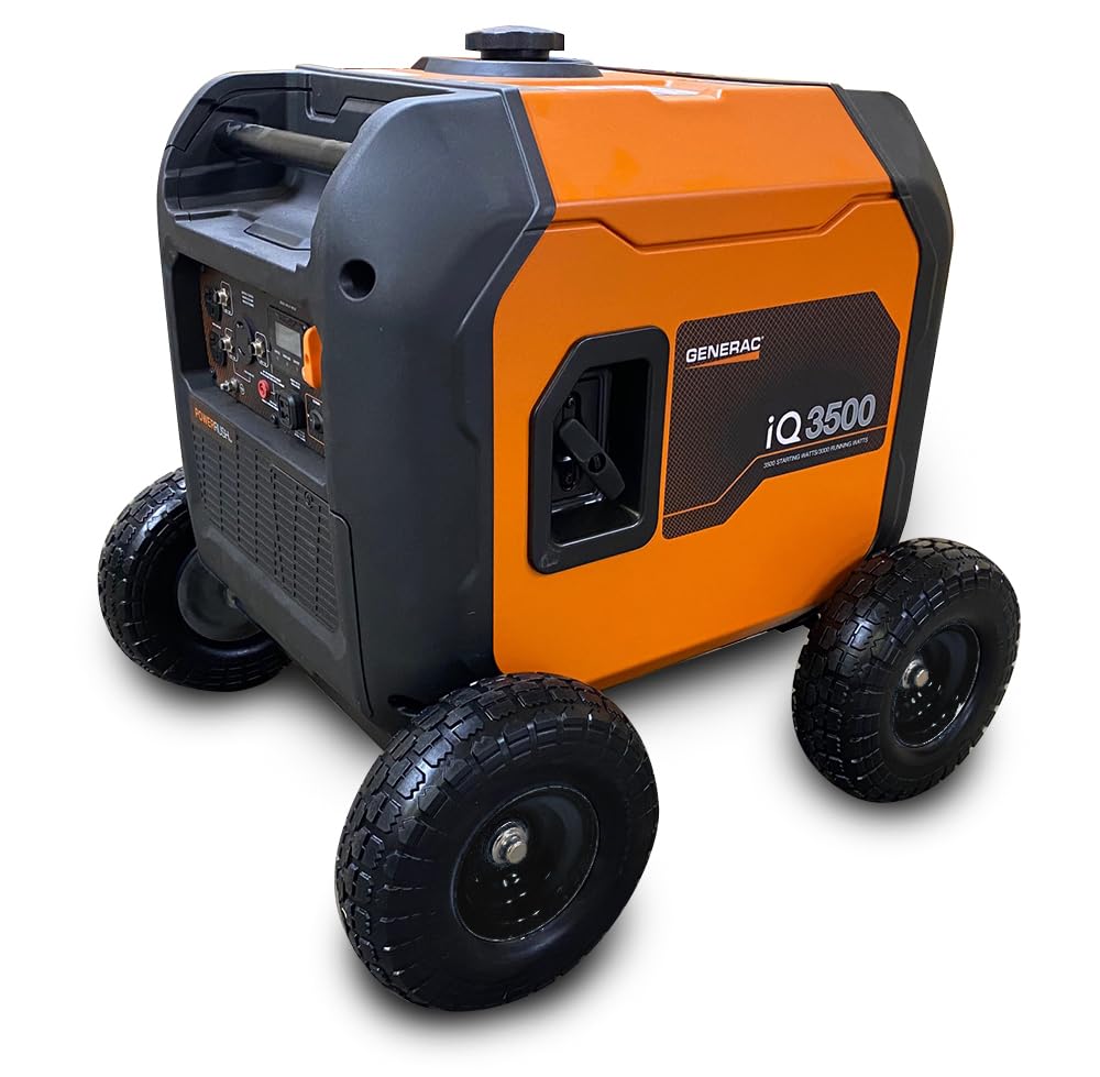 Generac iQ3500 Generator All Terrain Wheel Kit - Solid Never Flat Tires for Outdoor, Camping & Emergency Power Use - Heavy Duty Portable Mobility Solution