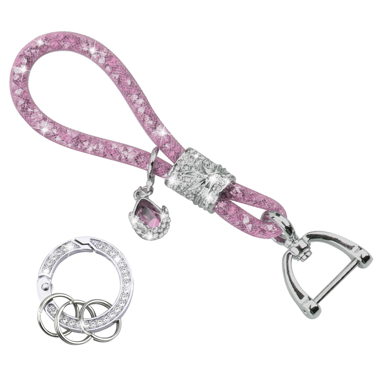 Elegant Crystal Rhinestone Keychain for Women - Bling Pink Key Holder with Sparkling Stones | Perfect Gift for Her, Car Keys, Purse Accessories & Everyday Use