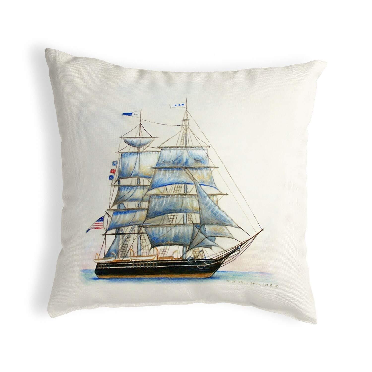 Betsy Drake KS555 Decorative Throw Pillow 12x12 Inches - Multi Color for Sofa, Bed, Couch & Home Decor