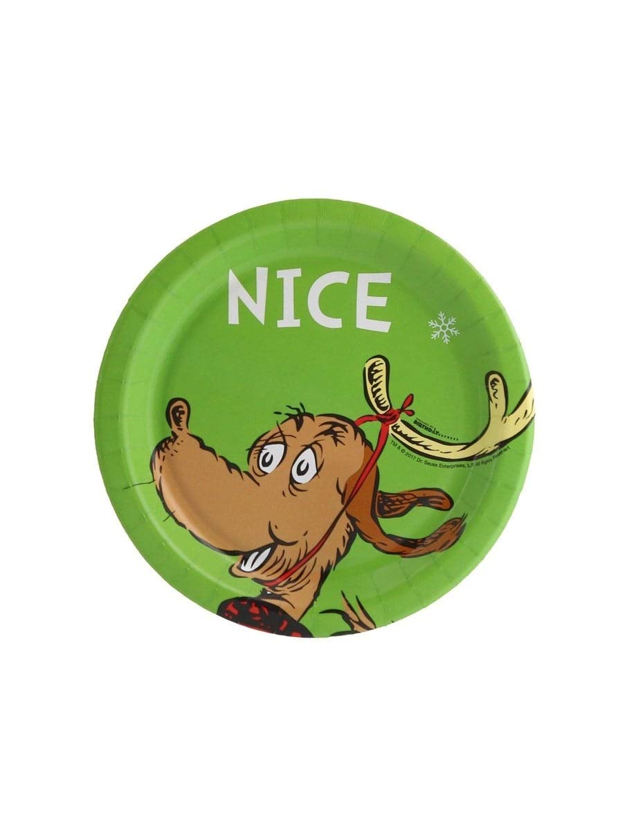 Dr. Seuss Grinch Christmas Party Dinner Plates Set for 16 Guests - 16 Dinner Plates & 16 Dessert Plates with Bonus Button - Perfect for Holiday Gatherings, Themed Parties & Festive Celebrations