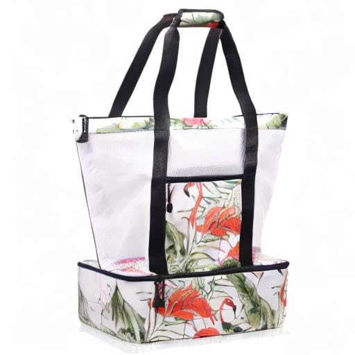 **Insulated Mesh Beach Bag with Cooler Compartment - Large Waterproof Pool Tote with Phone Pouch | Perfect for Beach Trips, Picnics & Poolside Relaxation**