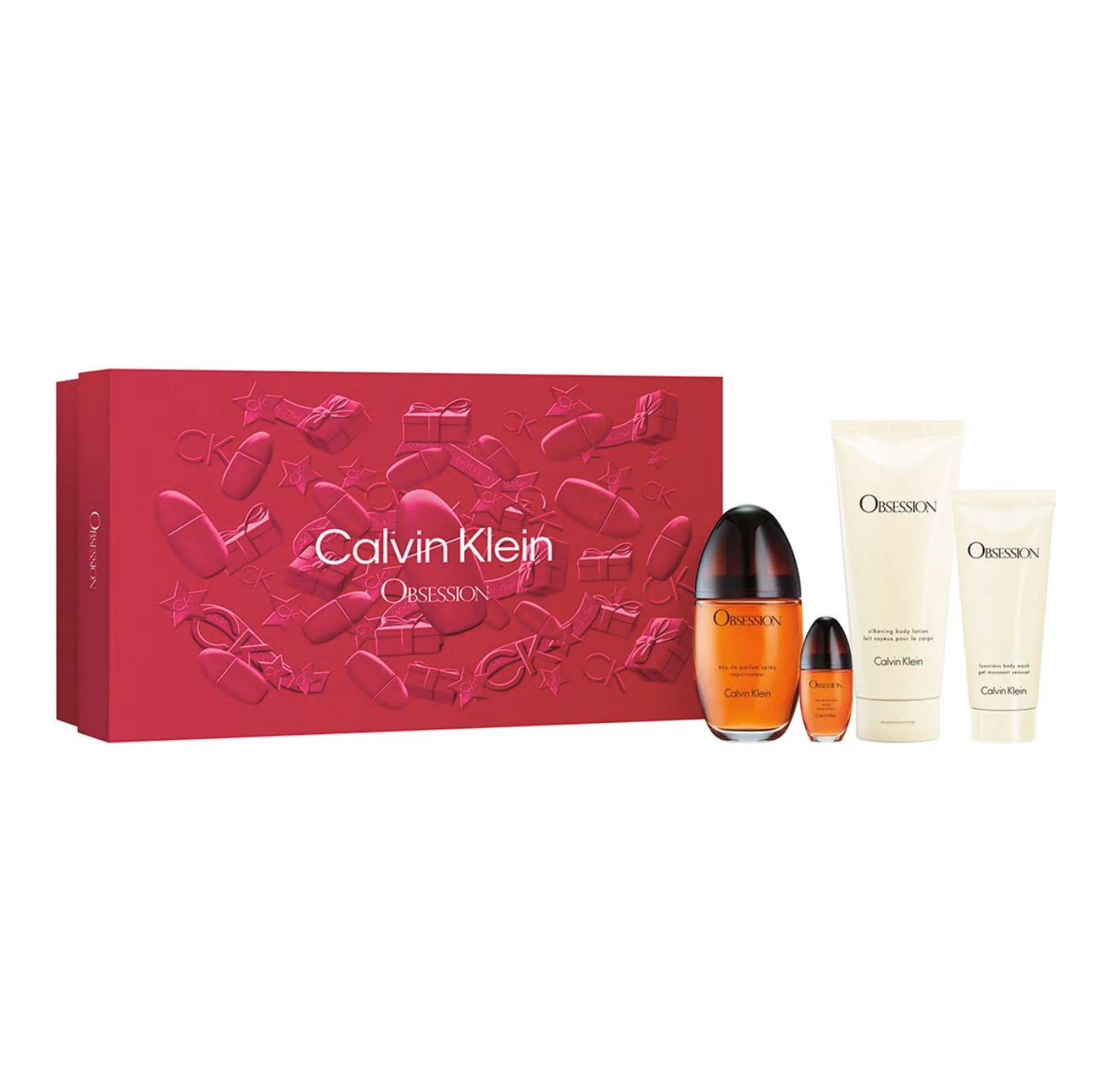 Calvin Klein CK Obsession 4-Piece Gift Set for Women - 100ML Eau de Parfum Spray, 200ML Body Lotion, 100ML Shower Gel & 15ML Mini Spray - Perfect for Holidays, Birthdays & Romantic Gifts