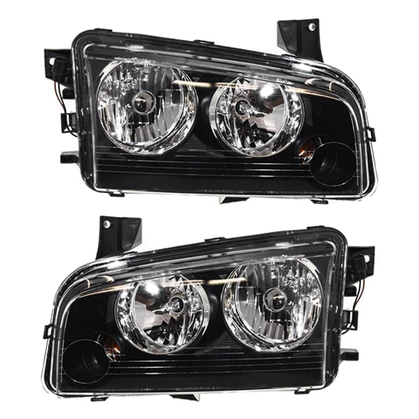 RAREELECTRICAL Halogen Headlight Pair Compatible with Dodge Charger SE SXT 2007-2010 - Part Numbers 4806164AK 4806165AJ CH2503206 CH2502206 - Perfect for Night Driving & Vehicle Upgrades
