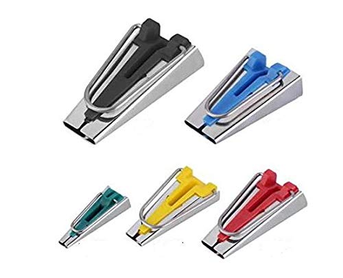 5-Piece Fabric Bias Tape Maker Set - 6mm, 12mm, 18mm, 25mm, 50mm for Sewing, Quilting & Binding | DIY Craft Supplies for Dressmaking, Home Decor & Scrapbooking Projects