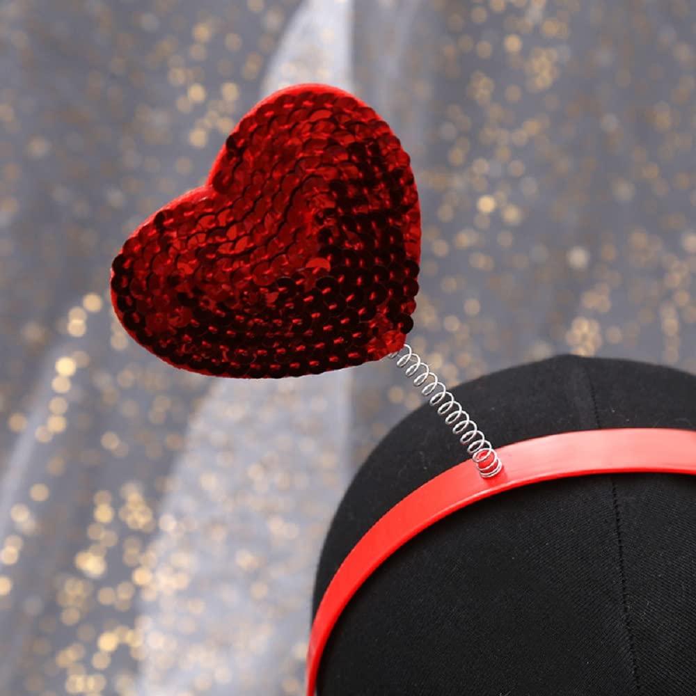 Sparkling Heart Sequin Headband for Women & Girls - Valentine's Day Hair Accessory, Party Hair Hoop, Wedding Hair Clasp, Prom Hair Loop - Perfect for Date Night, Bridal Shower & Special Occasions