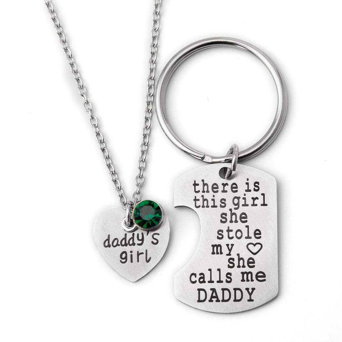 ZIMOXUAN Daddy's Girl Birthday Necklace Set - Heartwarming Jewelry Gift for Dad, Father Daughter Keychain & Necklace (Perfect for Birthdays, Father's Day & Special Occasions)