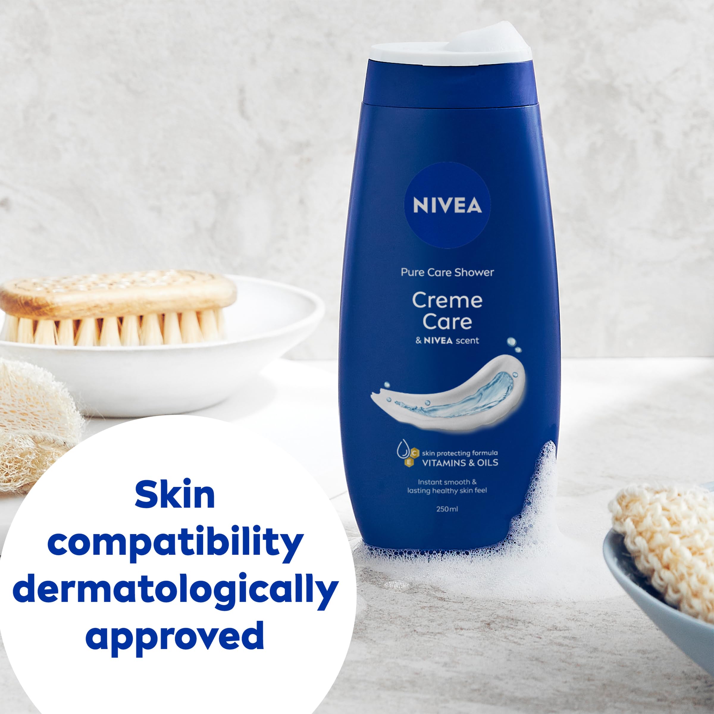 NIVEA Crème Care 250ml Body Wash & Shower Gel - Soft Skin Moisturizer with Classic Nivea Scent | Deep Cleansing & Hydration for Healthy Skin | Perfect for Daily Shower Routine & Spa-Like Experience at Home