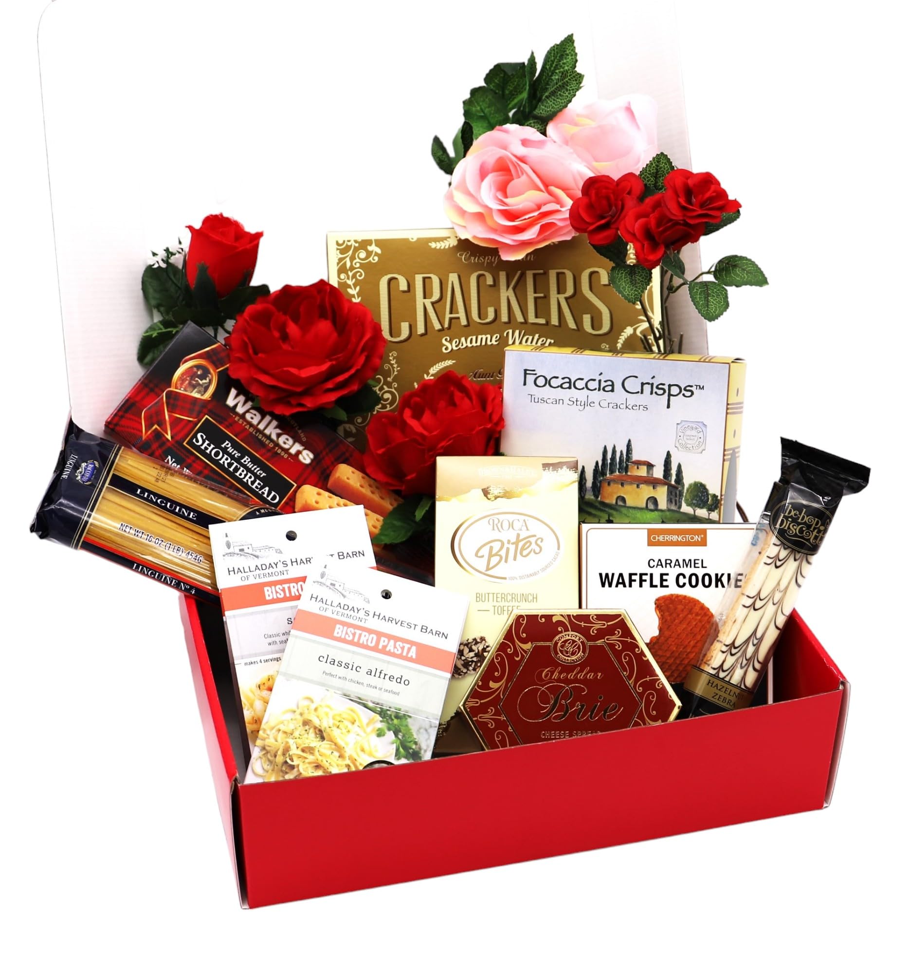 Gourmet Date Night Gift Basket - Premium Pasta, Cheese, Crackers, Cookies & Almond Roca | Valentine's Day & Anniversary Gift Box | Handcrafted with Care | Perfect for Romantic Dinners & Couples Getaways