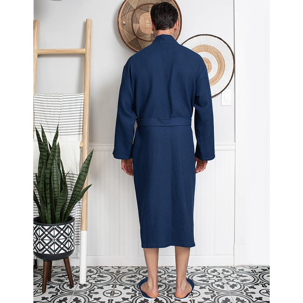 Premium Men's Cotton Waffle Bathrobe - Ultra Soft SPA Robe for Men | Luxury Lounge Wear for Home, Spa & Resort Relaxation