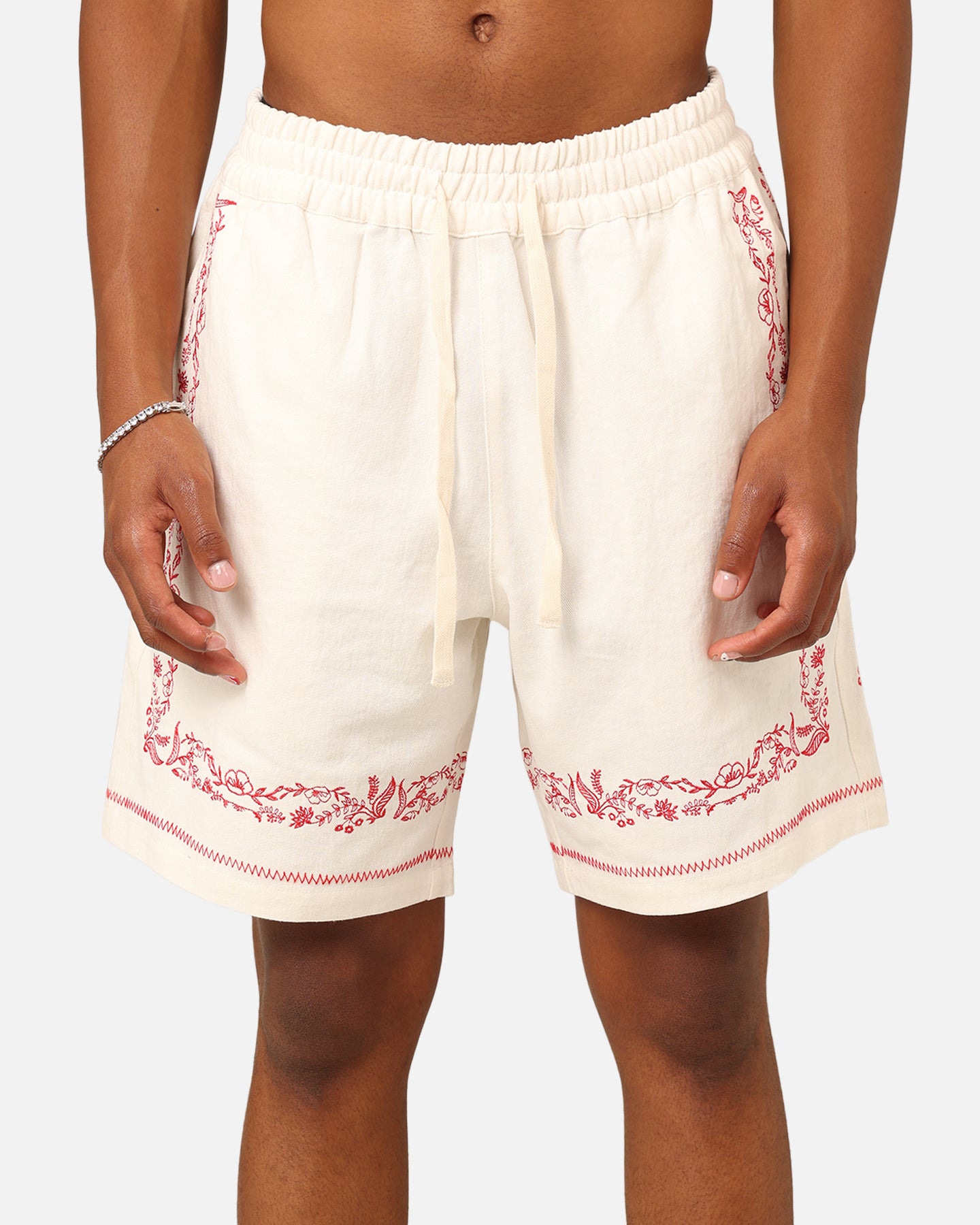 404 Frontier Linen Blend Shorts for Men - Comfortable Casual Summer Shorts in Off White - Perfect for Beach, Vacation and Outdoor Activities
